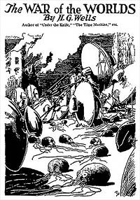 Иллюстрация Фрэнка Р. Пола к `Войне миров` Уэллса, опубликованной в августовском номере `Amazing Stories` за 1927 год